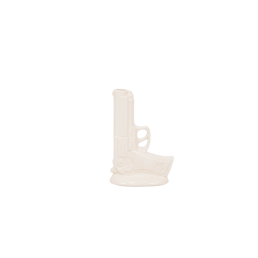 Vaas - Geweer - Keramiek - Wit - 15x9x23cm