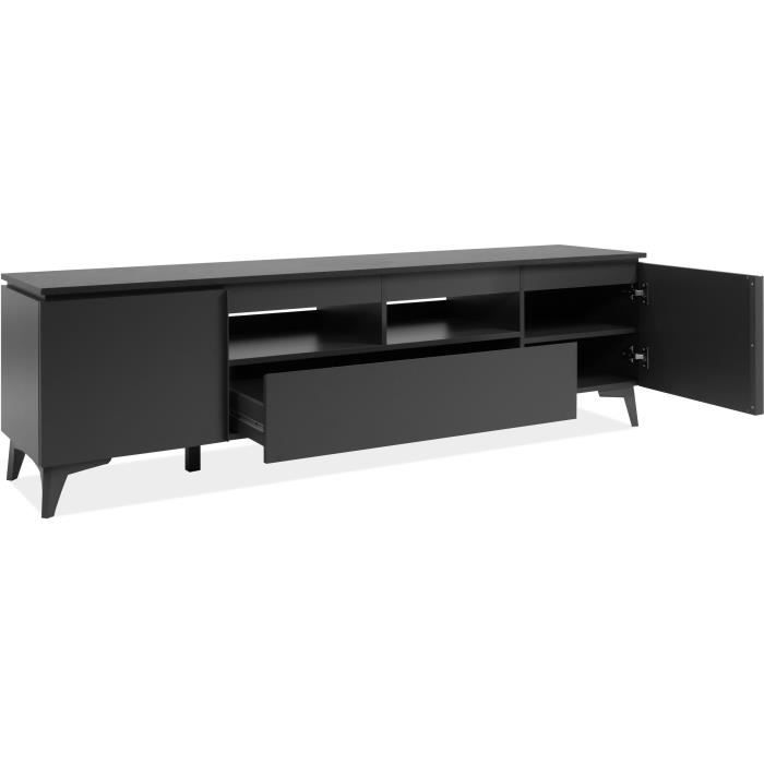 TV-meubel - Bertrix 56A - Leisteen/antraciet - 177x51,5x40 cm - 2 deuren - 1 lade - 2 nissen