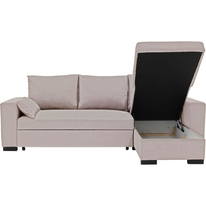 MORGAN Converteerbare hoekbank - 3 plaatsen - Beige met ladekast en decoratieve kussens