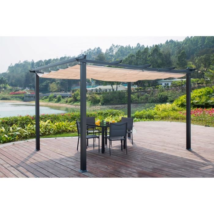 Aluminium pergola CORDOBA - Ecru - 4 x 3m