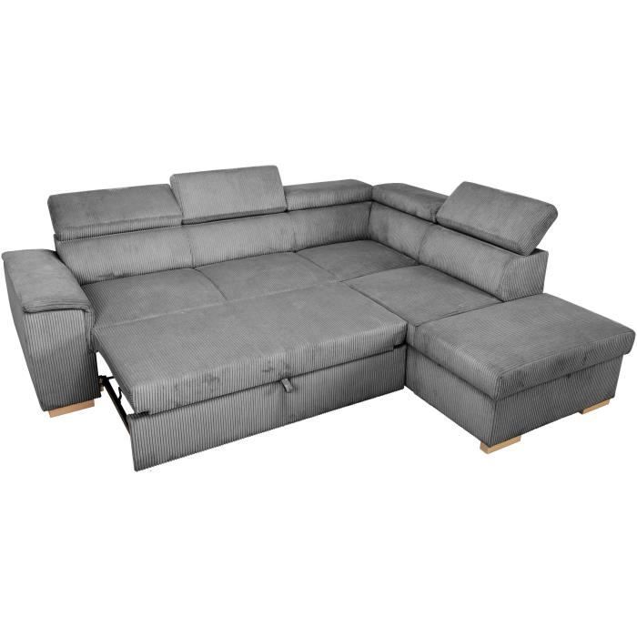 DAYTONA Omkeerbare hoekbank - 5 zitplaatsen - Stof Lincoln Antraciet - Opbergruimte - 260 x 216 x 94 cm