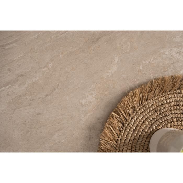 Houston uitschuifbare eettafel - 160-200 x 75 x 90 cm - Blad met travertijneffect - 1 verlengstuk inbegrepen - 10 personen