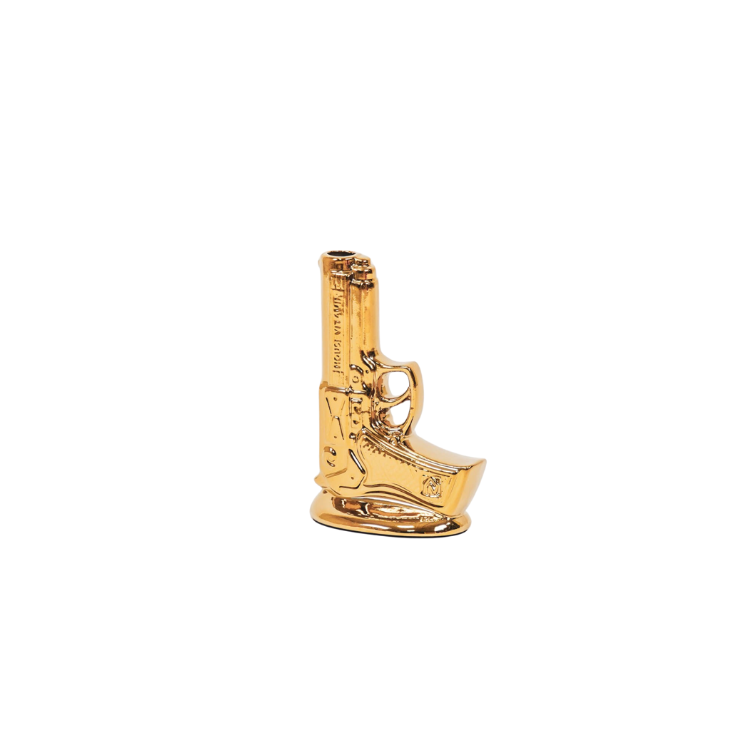 Vaas - Geweer - Keramiek - Goud - 15x9x23cm
