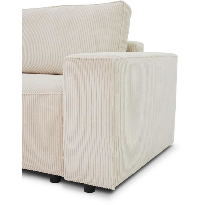 JOSH 4-zits vaste bank - Parel ribfluweel - 241 x 86 x 88 cm