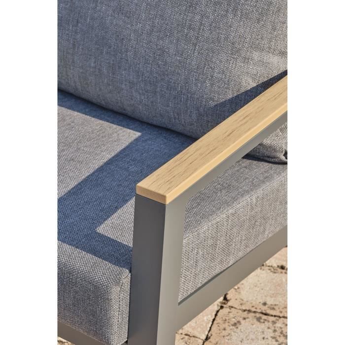 Lage tuinmeubelen - Aluminium - DCB GARDEN - 5 plaatsen - Antracietgrijs en polywood - KOMMOS