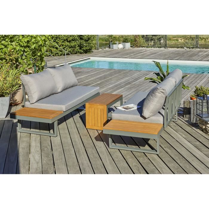 Modulair tuinmeubilair - Kaki - Acaciahout en aluminium - DCB GARDEN - 4 zitplaatsen - TOKYO