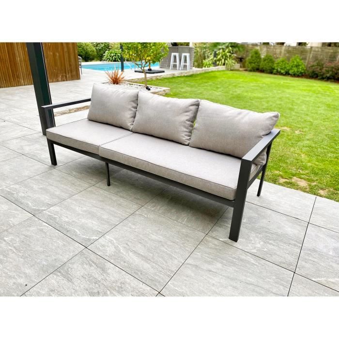Tuinset - Antracietgrijs - Aluminium - 9 zitplaatsen - ANTALYA - DCB GARDEN