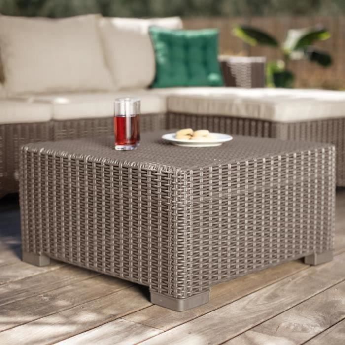 Tuinmeubelen - In gevlochten rattan imitatiehars - Allibert door Keter - 5 personen - Moorea - Cappuccino