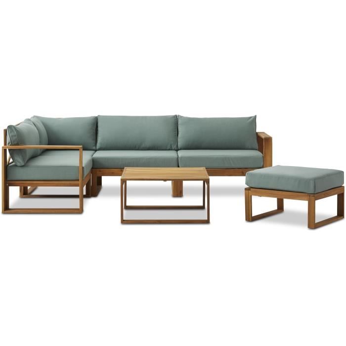 FSC Acacia houten tuinmeubelset - 5 personen - Levata - Groen-blauw