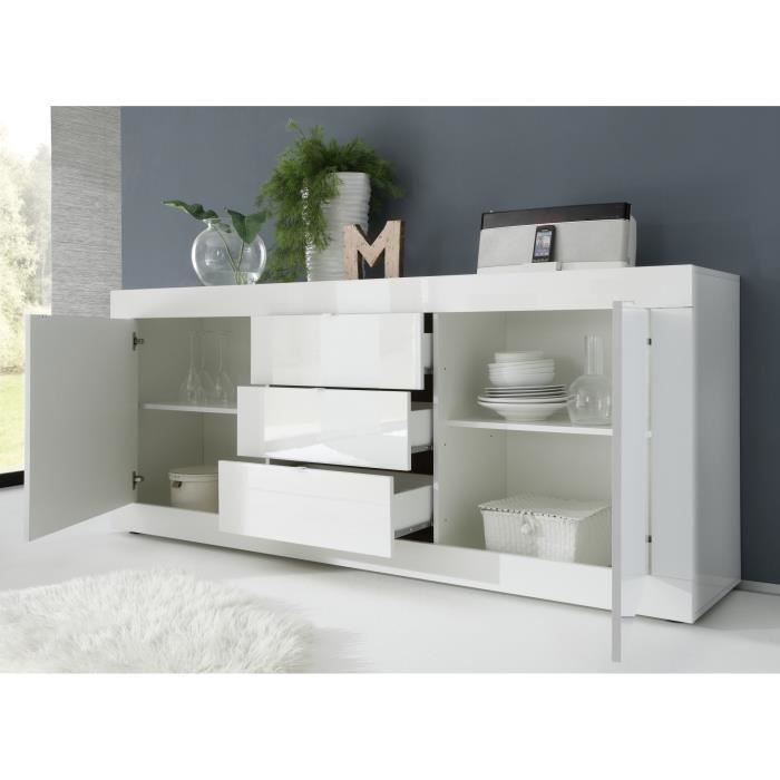 Basico buffet 2 deuren 3 wit gelakte laden - L210XP42XH85.8 cm
