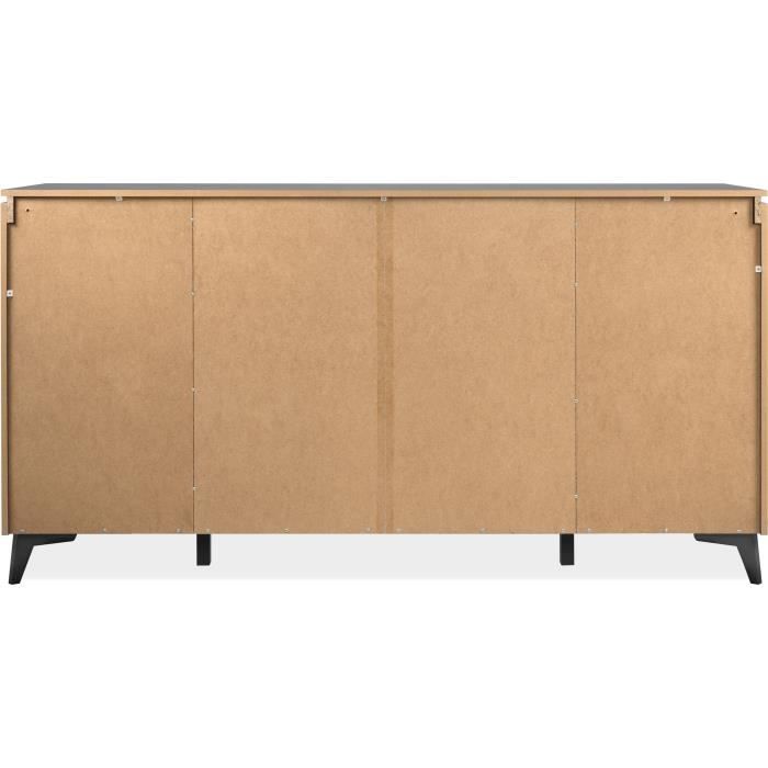 Bertrix 51A dressoir - Leisteen/antraciet decor - 4 deuren en planken - 1 centrale lade