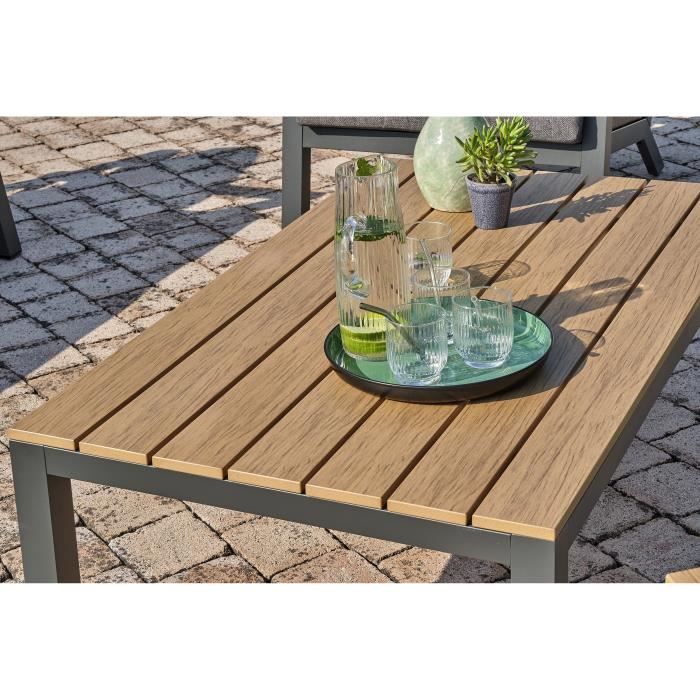 Lage tuinmeubelen - Aluminium - DCB GARDEN - 5 plaatsen - Antracietgrijs en polywood - KOMMOS