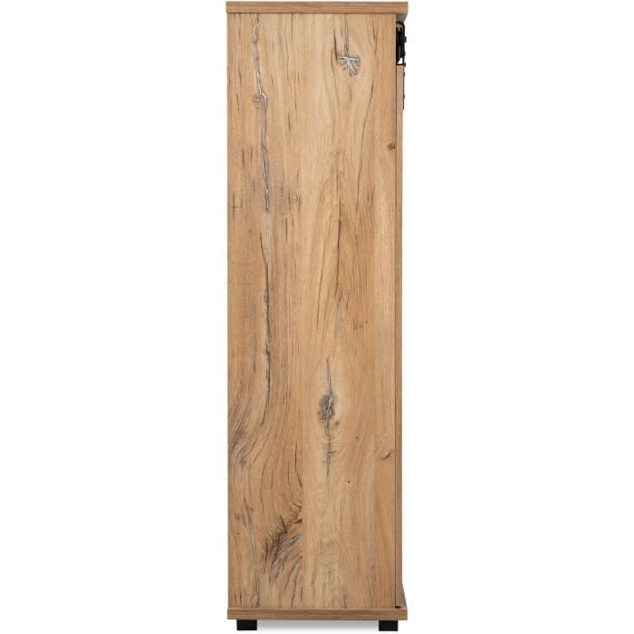 MANZANO dressoir - Flagstaff eiken decor - 1 schuifdeur + 3 laden + 2 nissen - L120 x H140 x D40 cm