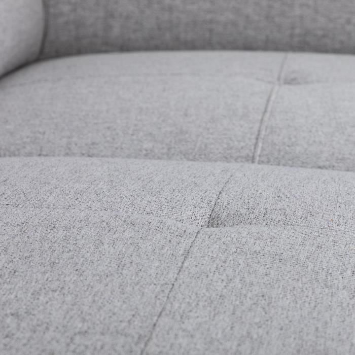 KELIO omkeerbare hoekbank - 4/5 zitplaatsen - Silex PU bi-materiaal stof / Grijs - 3 hoofdsteunen - 245 x 184 x 77/87 cm