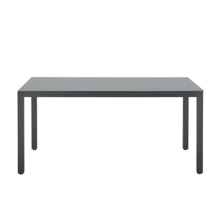 Tuinset: tafel 160 cm + 6 stoelen - Aluminium structuur - Antracietgrijs