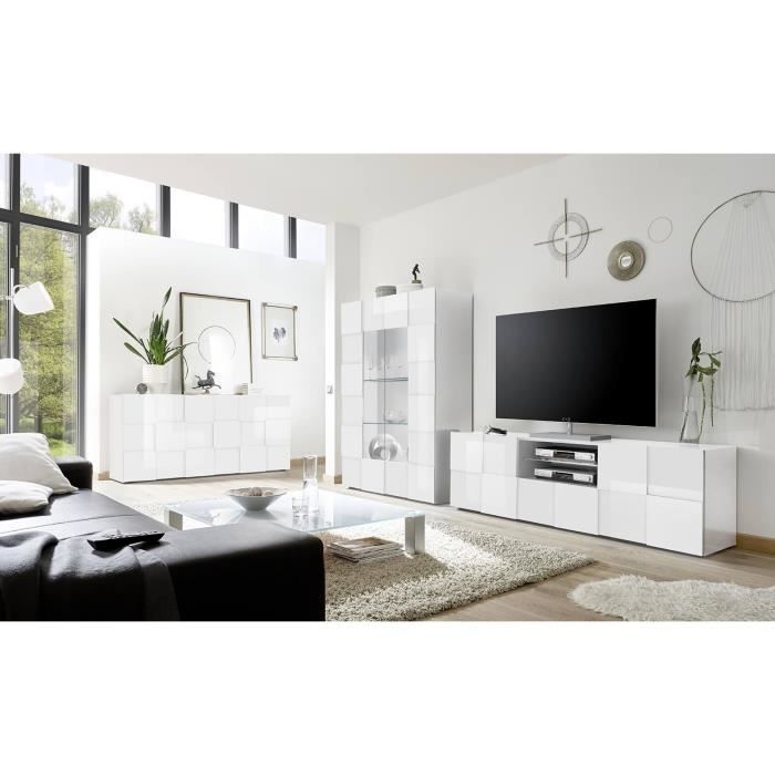 Dressoir met 3 deuren - Wit glanzend gelakt - L181xP42xH84 cm - MILANO