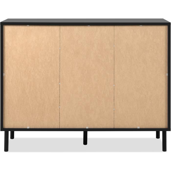 Dressoir - MONZA 01B - Zwart / Artisan eiken - 2 deuren - 4 laden - 118 x 90 x 40 cm