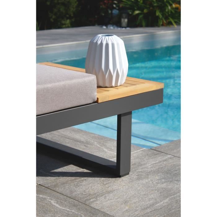 Modulaire tuinmeubelen - Aluminium - DCB GARDEN - 4 plaatsen - TOKYO - Antracietgrijs en acaciahout