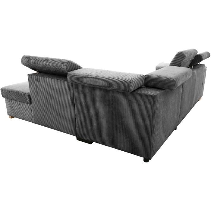 DAYTONA Omkeerbare hoekbank - 5 zitplaatsen - Stof Lincoln Antraciet - Opbergruimte - 260 x 216 x 94 cm