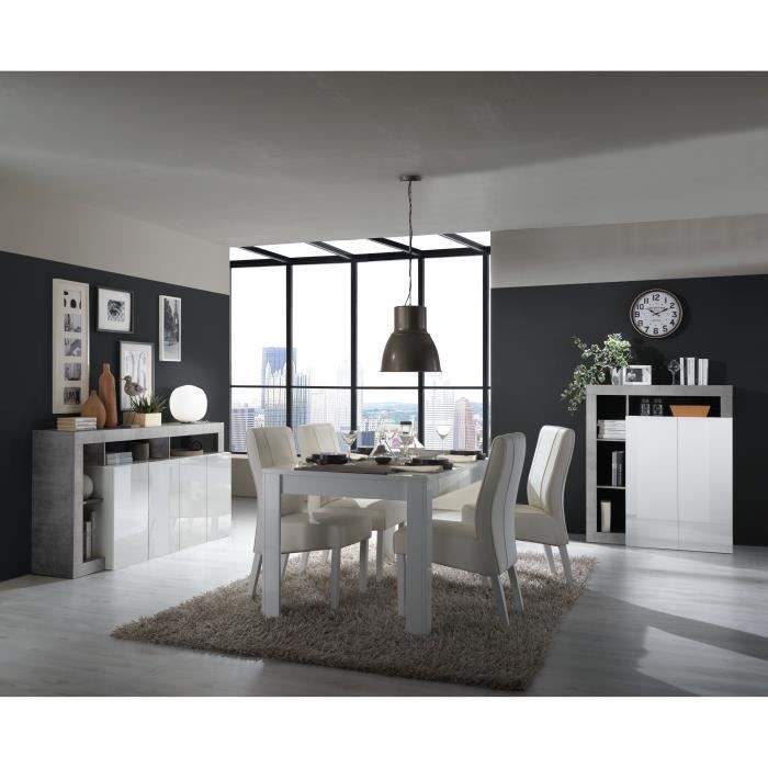 Maestro buffet - betonlook en glanzend gelakt wit - 4 deuren - l 184 x d 42 x H 93 cm