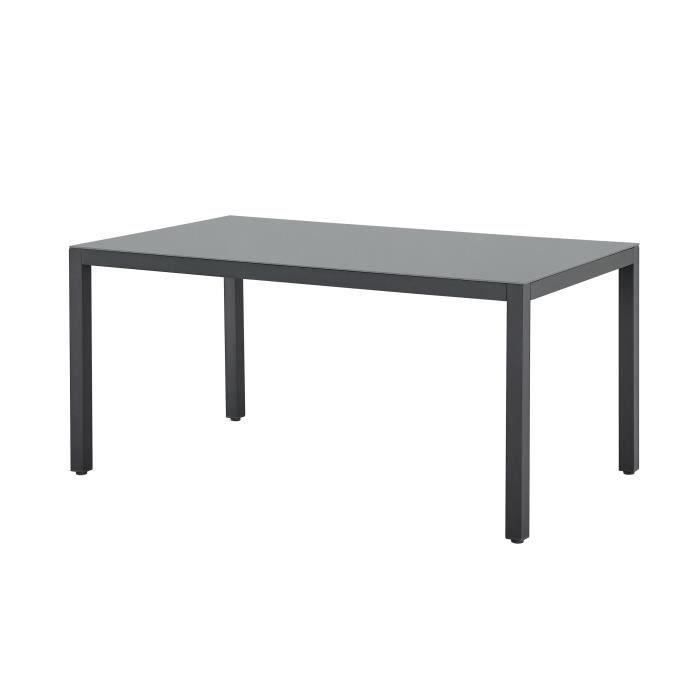 Tuinset: tafel 160 cm + 6 stoelen - Aluminium structuur - Antracietgrijs