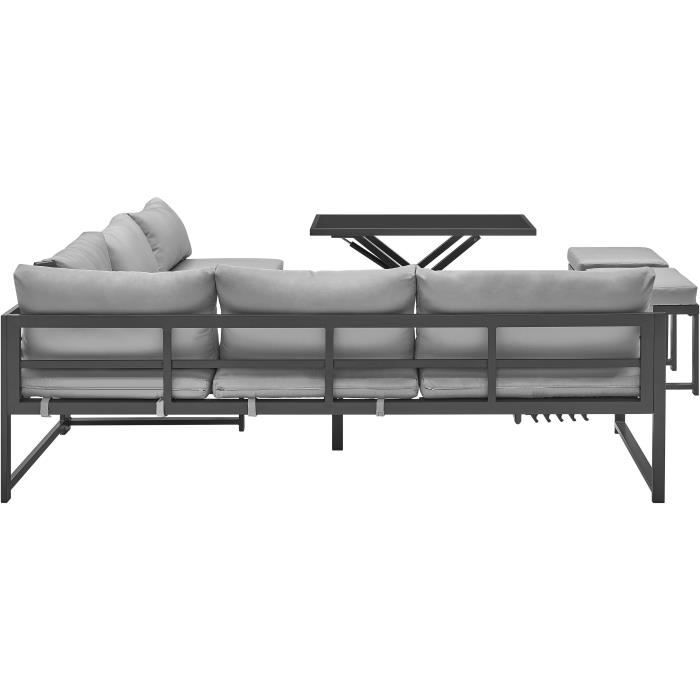 Tuinmeubelen met aluminium frame met kussens - 7 personen - Hipu - Grijs