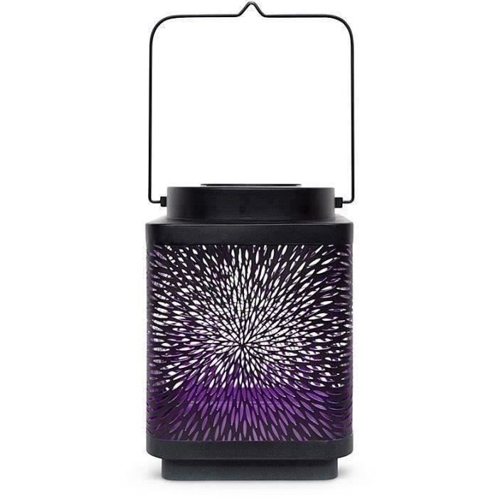 Lantaarn op zonne-energie - GARDEN ID Attract - Paars 11 x 11 h15 cm - 6 tot 8 uur autonomie - Mobiel - Aan/uit knop.