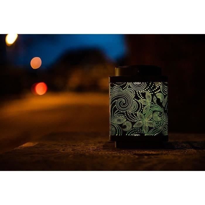 Lantaarn op zonne-energie - GARDEN ID Attract - Groen 11 x 11 h15 cm - 6 tot 8 uur autonomie - Mobiel - Aan/uit knop.