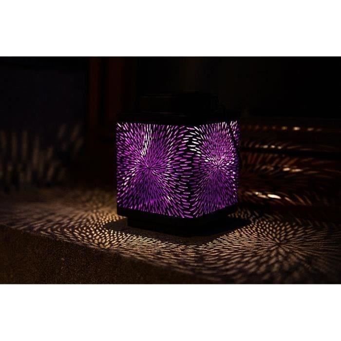 Lantaarn op zonne-energie - GARDEN ID Attract - Paars 16 x 16 h23 cm - 6 tot 8 uur autonomie - Mobiel - Aan/uit knop.