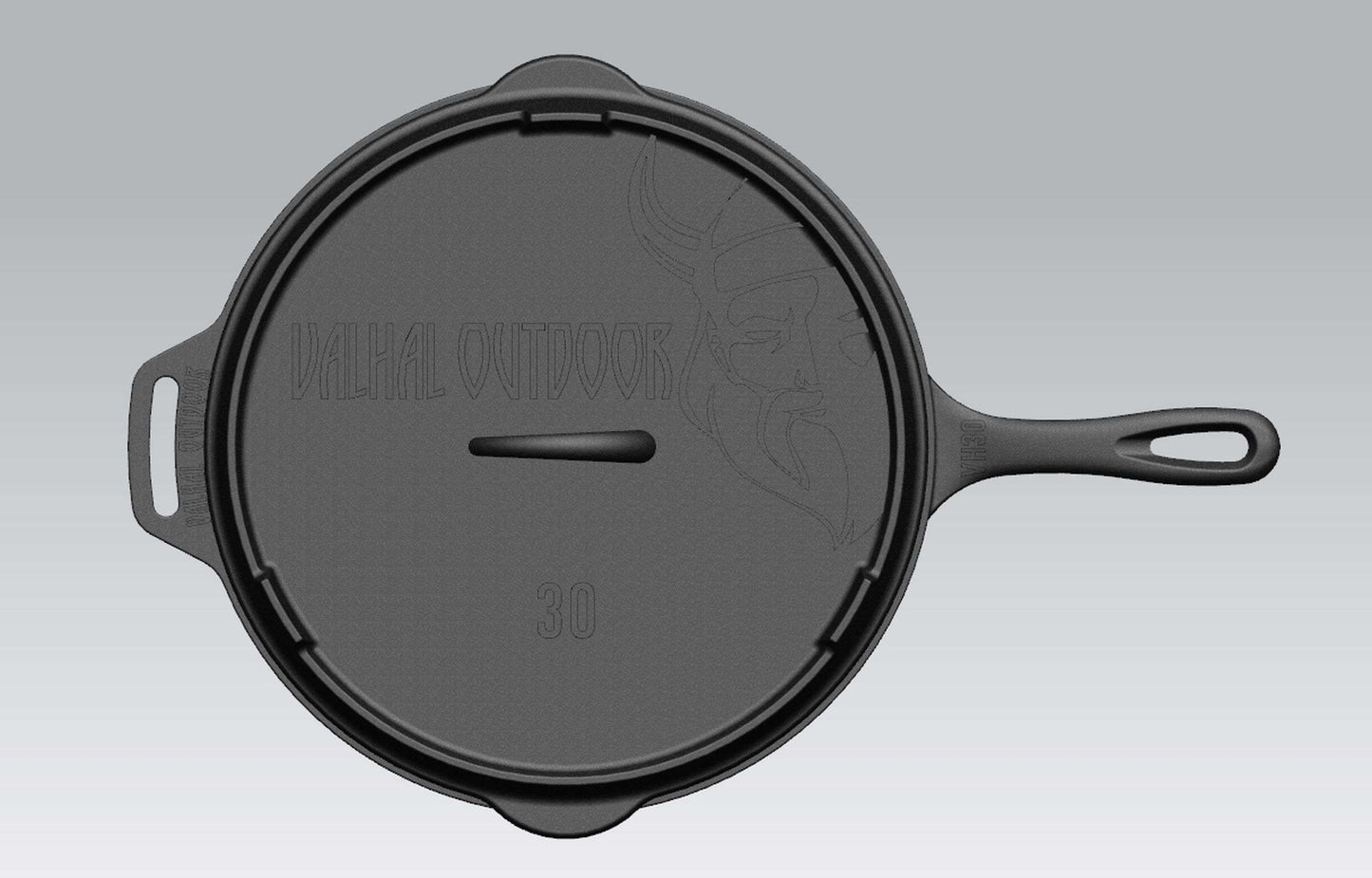 Koekenpan Gietijzer Deksel Ø 30 cm met Grillpatroon