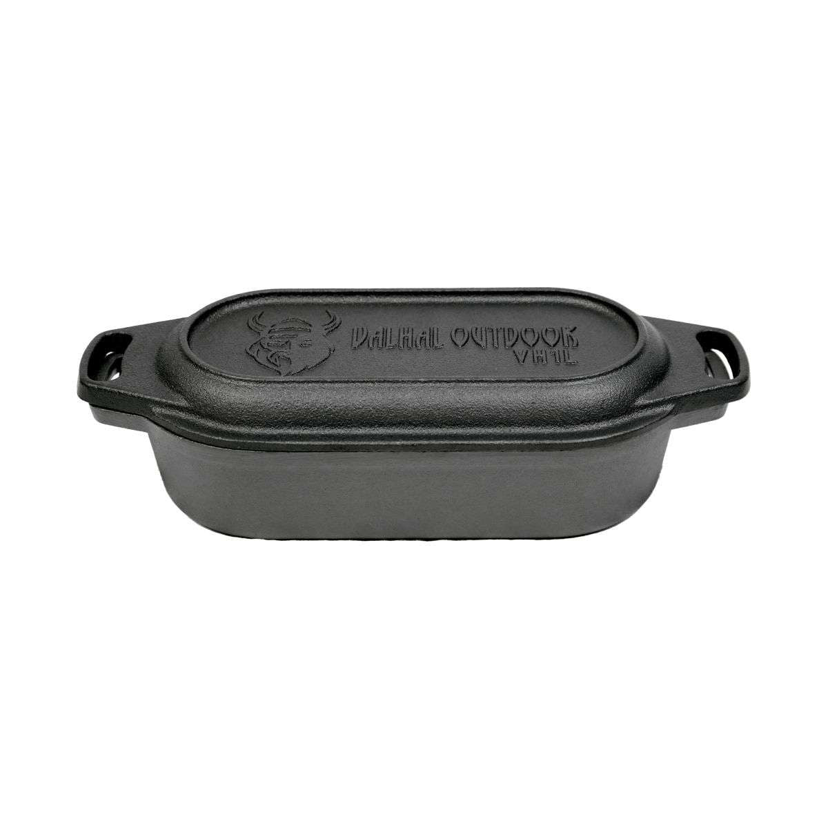 Nederlandse Oven Braadpan Gietijzer met Grill Deksel Ovaal 1 Liter