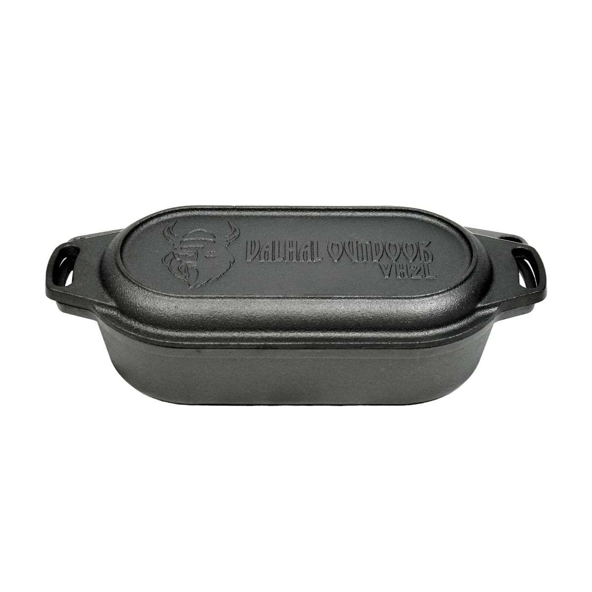 Nederlandse Oven Braadpan Gietijzer met Grill Deksel Ovaal 2 Liter