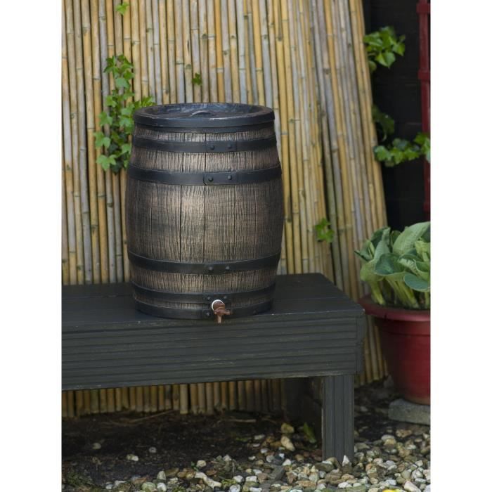 Wateropvangbak in de vorm van een ton - NATURE - Rotatiegegoten PE - 50 liter - Inclusief accessoires