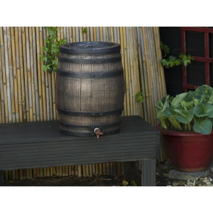 Wateropvangbak in de vorm van een ton - NATURE - Rotatiegegoten PE - 50 liter - Inclusief accessoires