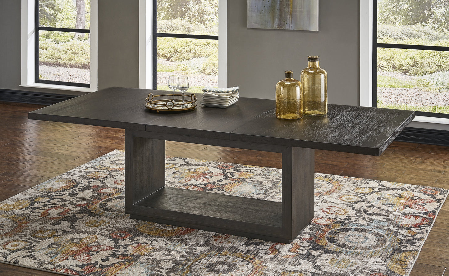 Rechthoekige eettafel Oxford in basalt grijs.