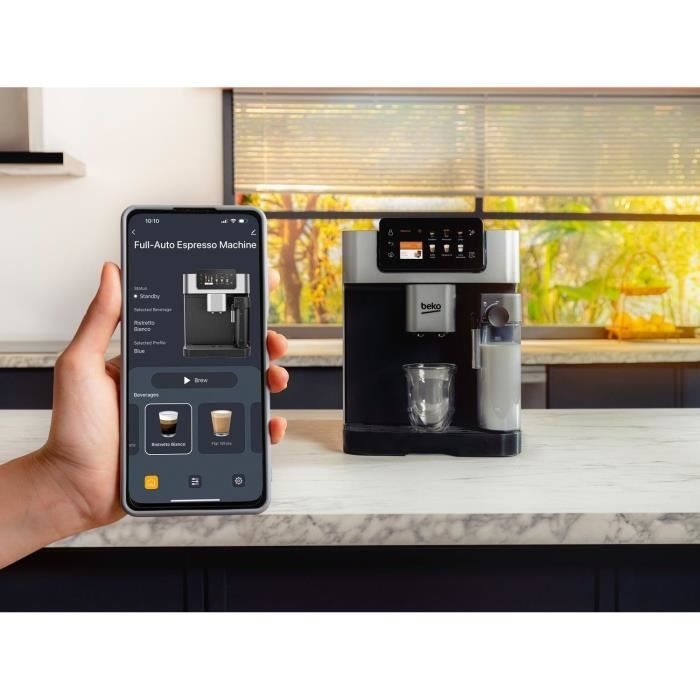 Koffiezetapparaat met molen - BEKO - CEG7348X - 1350 W - 250g bonen - Zwart / Zilver