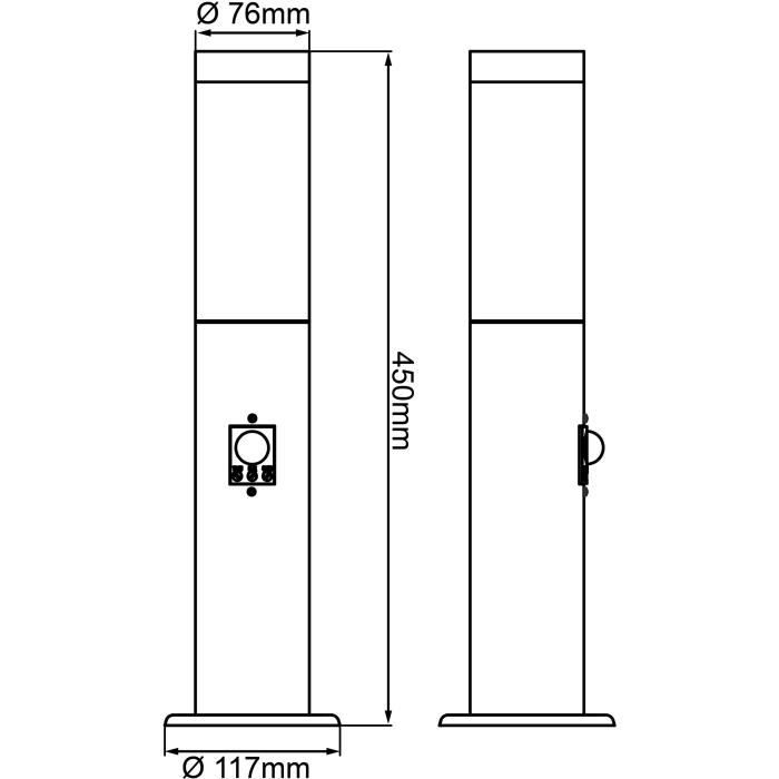 BRILJANT - DODY Buitenpaal - inclusief sensor - kleur zwart - metaal/kunststof E27 LED 1x10W