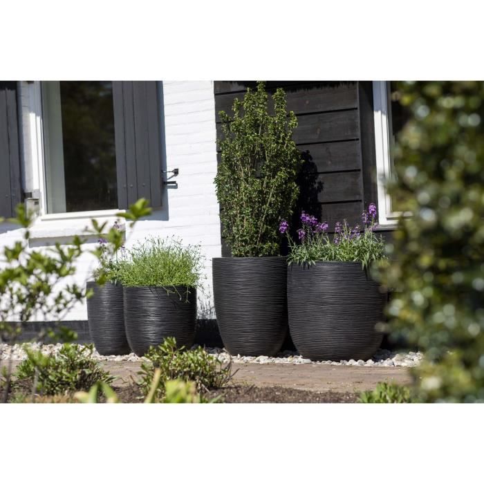 Capi Jardiniere Nature Rib 43x41 cm zwart KBLR933 424234