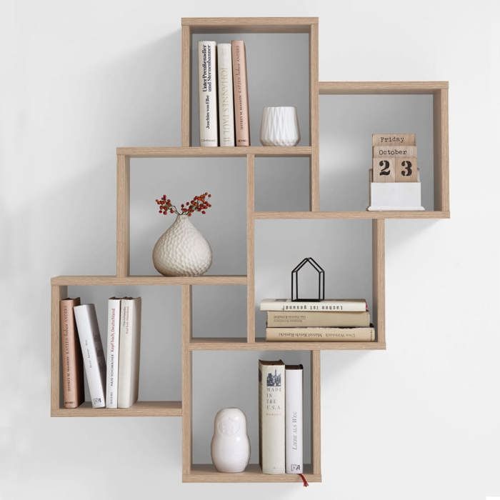 LAURIO 2 wandplank - Eiken decor - L81,2 x H94,3 x D15,7 cm