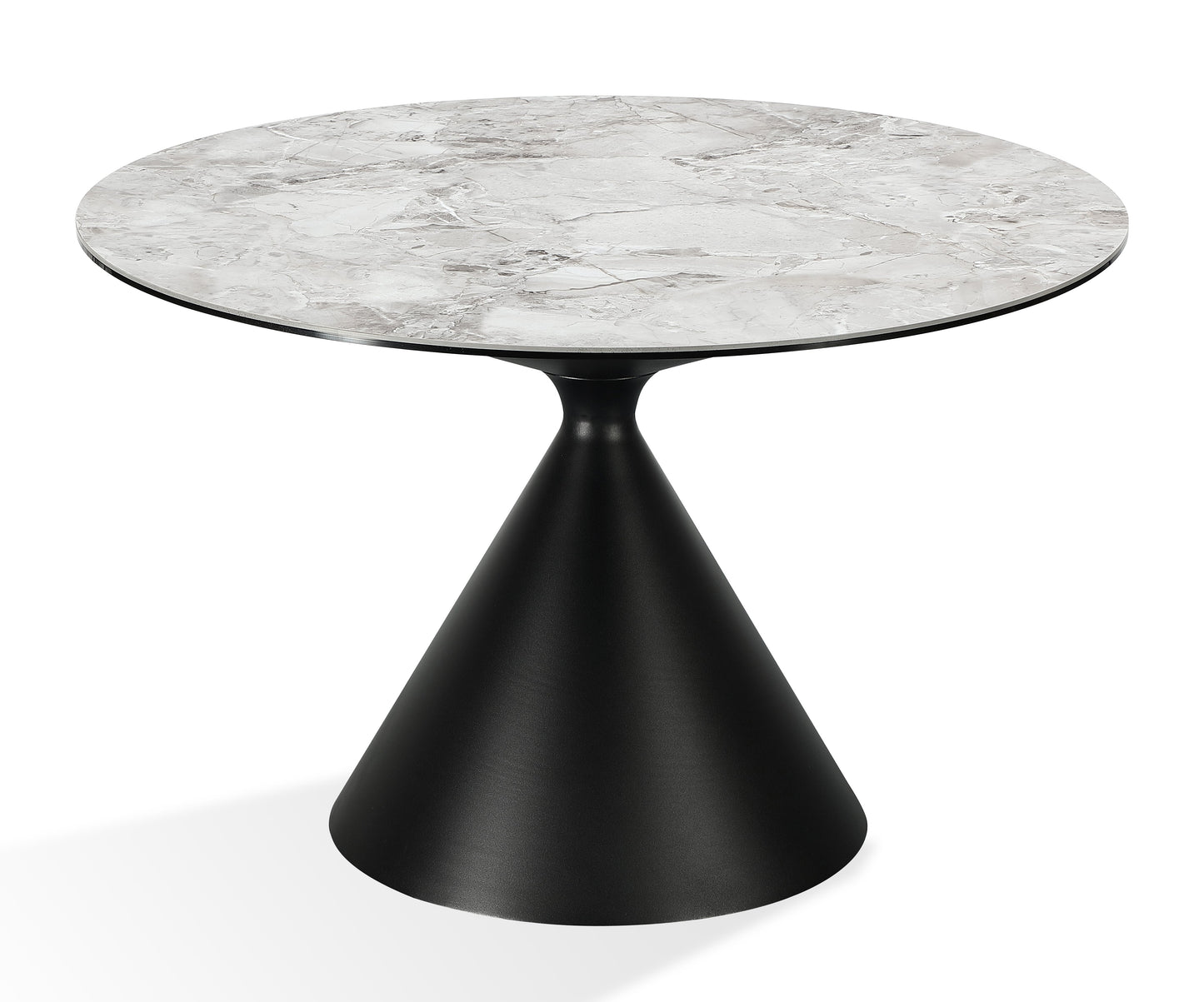 Winston stenen blad metalen onderstel ronde eettafel in Grigio
