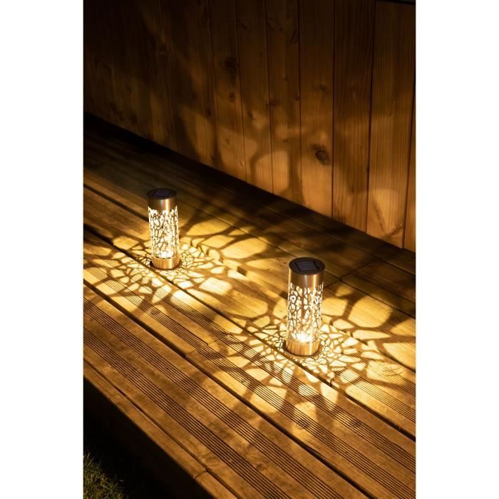 GALIX G4445 roestvrijstalen zonnetuinlamp - Te installeren of te planten - H28cm - Warm wit