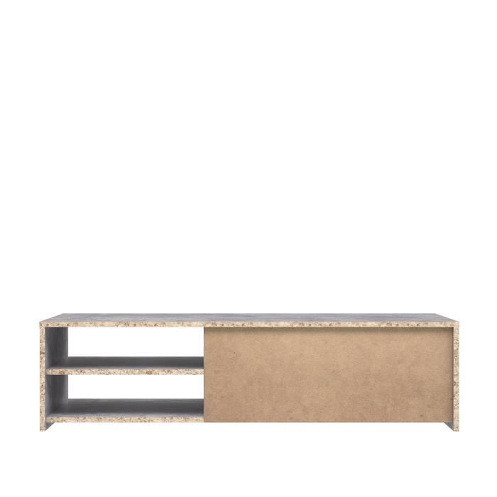 PILVI Eigentijds tv-meubel - Wit en lichtgrijs beton - B 120 x D 42,1 x H 31,8 cm