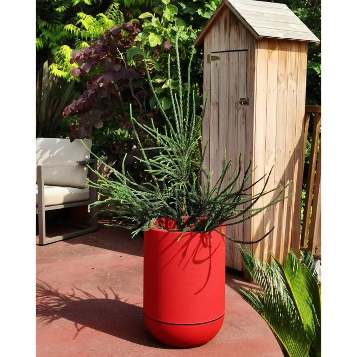Bloembak - RISS - RIVIERA GRANIT TULIPE - Kunststof - Diameter 50 cm - Rood