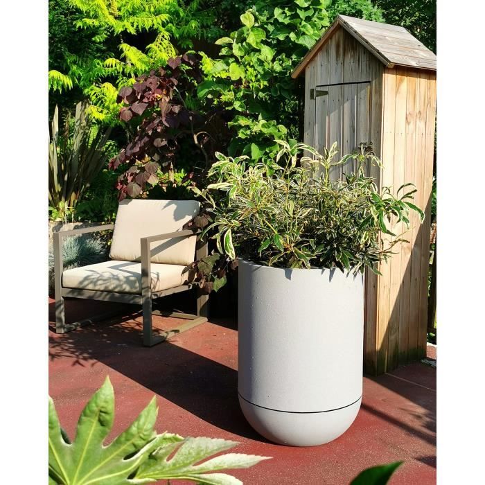 Bloembak - RISS - RIVIERA GRANIT TULIPE - Kunststof - Diameter 50 cm - Steen