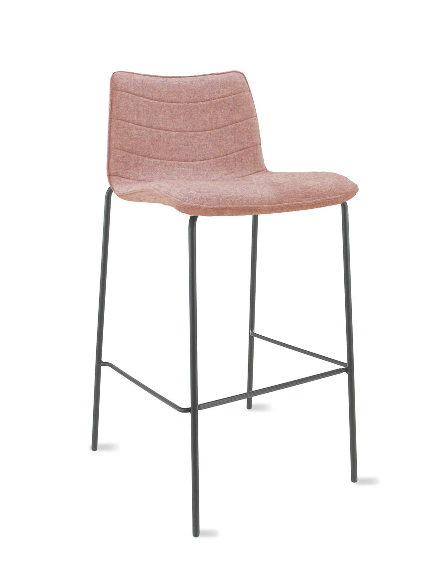 Werkwoon Verona Barkruk 75 cm - Wolvilt Fenice 152 zachtroze - frame zwart