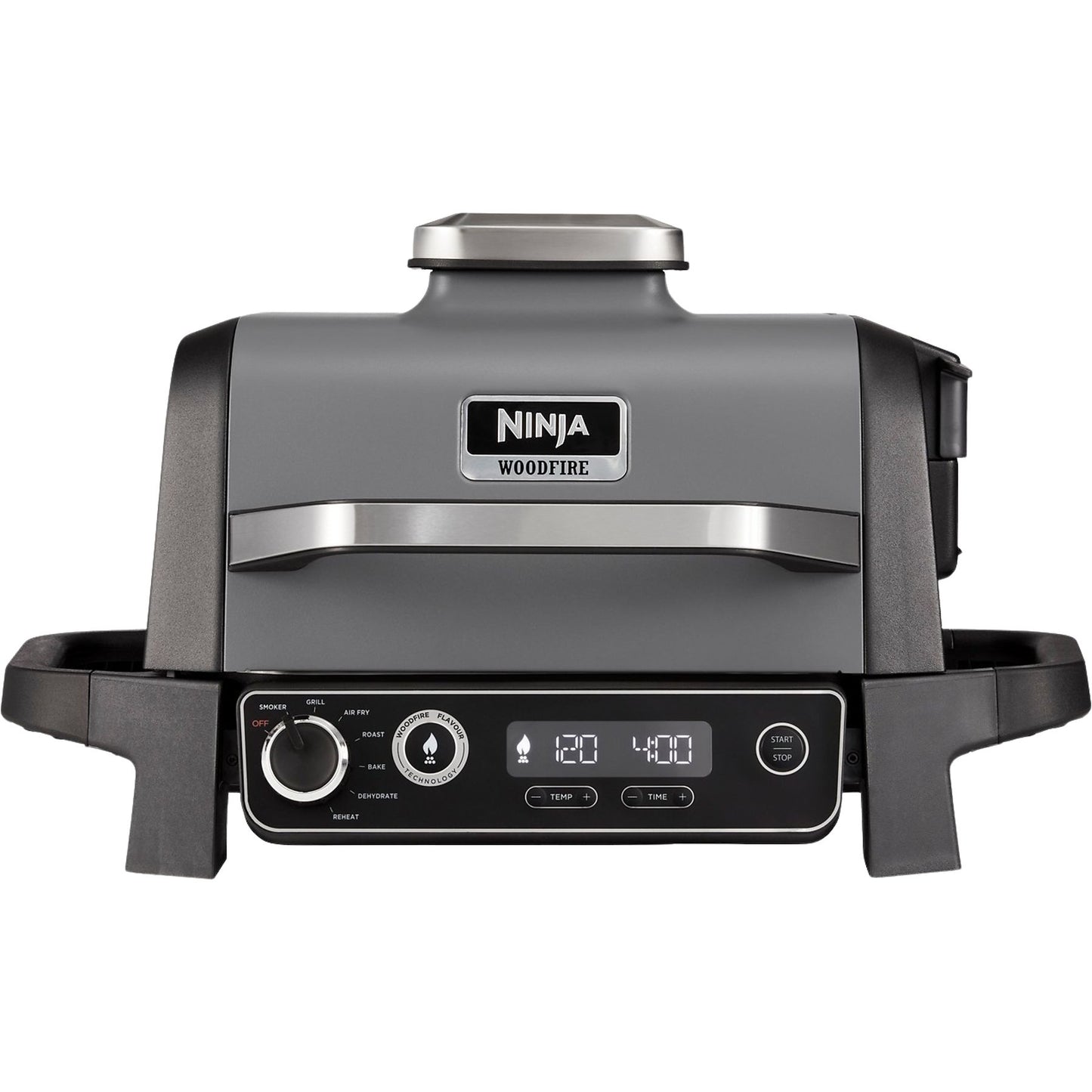 NINJA elektrische barbecue en rookoven - Houtvuur - OG701EU - Grill, rookoven & airfryer - Antiaanbaklaag - Grijs en zwart