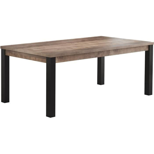 EMILE eettafel voor 10 personen - Tabaksbruin eiken en matzwarte melamine - L200 x D100 x H77 cm - TRENDTEAM