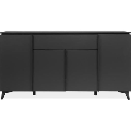 Bertrix 51A dressoir - Leisteen/antraciet decor - 4 deuren en planken - 1 centrale lade