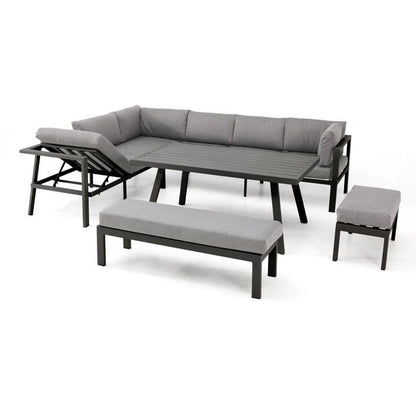 Tuinset - Antracietgrijs - Aluminium - 9 zitplaatsen - ANTALYA - DCB GARDEN