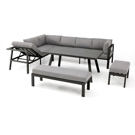Tuinset - Antracietgrijs - Aluminium - 9 zitplaatsen - ANTALYA - DCB GARDEN